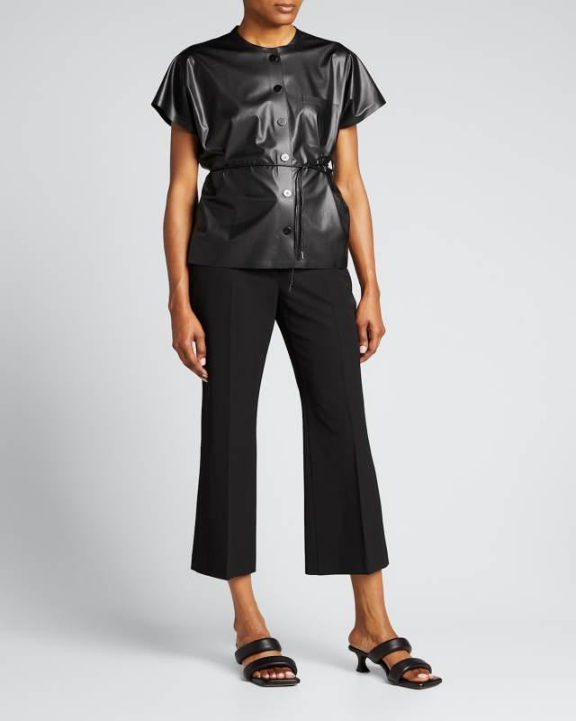 Triangle Belted Faux-Leather Shirt